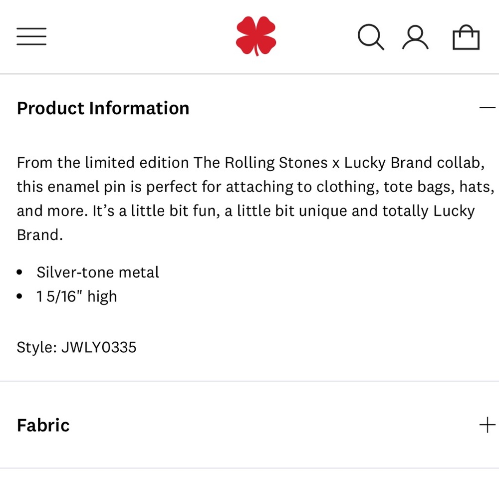 Lucky Brand Limited Edition Rolling Stones Tongue Enamel Pin - Picture 4 of 6